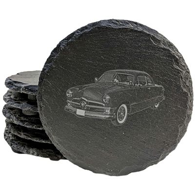 1950 Ford Club Coupe Coasters: Timeless Style for Your Drinks - Round Slate - Set of 4