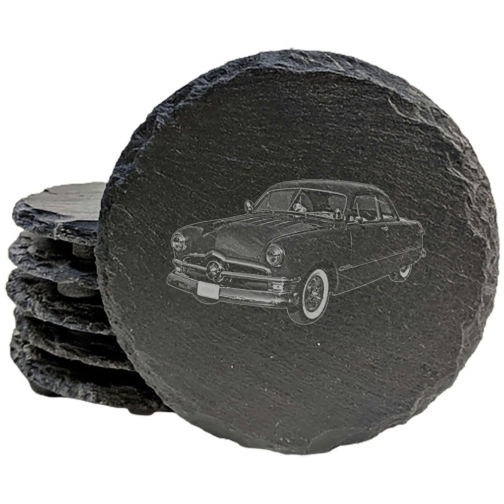 1950 Ford Club Coupe Coasters: Timeless Style for Your Drinks - Round Slate - Set of 4