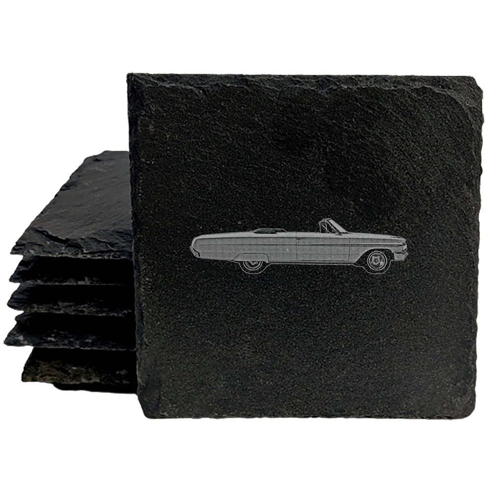 1964 Ford Galaxie 500: Classic Car Coasters with Space-Age Style - Square Slate - Set of 8