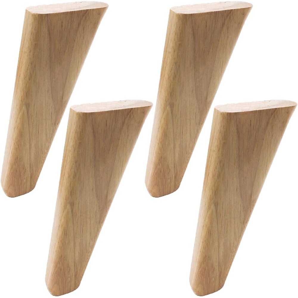 GFBHD Elegant Upholstery Furniture Legs 4 Pcs Wood Furniture Support Legs with Mounting Plate and Screws | Oval Oblique Cone Replacement Feet for Table Cabinet Sofa Bed Dining Table (Size : 12cm)