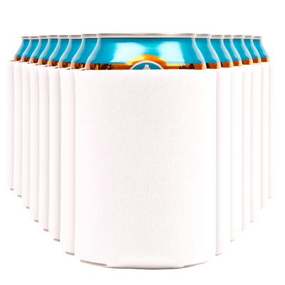 Blank Beer Can Coolers Sleeves (30-Pack) Soft Insulated Beer Can Cooler Sleeves - HTV Friendly Plain Can Sleeves for Soda Beer Cans & Bottles - Blanks for Vinyl Projects Wedding Favors & Gifts (White)