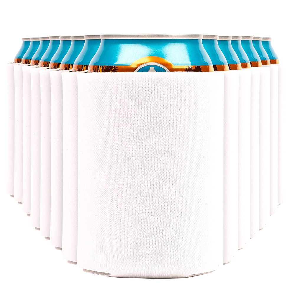 Blank Beer Can Coolers Sleeves (30-Pack) Soft Insulated Beer Can Cooler Sleeves - HTV Friendly Plain Can Sleeves for Soda Beer Cans & Bottles - Blanks for Vinyl Projects Wedding Favors & Gifts (White)