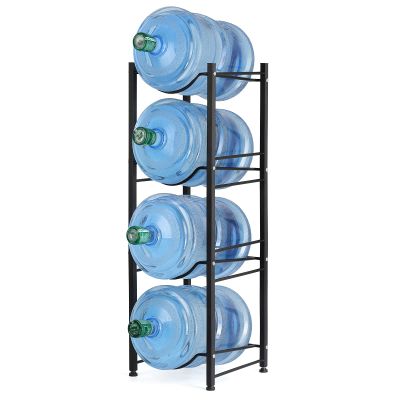 MOOACE 5 Gallon Water Jug Holder, 4 Tier Heavy Duty Water Cooler Jug Storage Rack, Detachable Water Dispenser Stand, Water Bottle Holder Organizer, Black