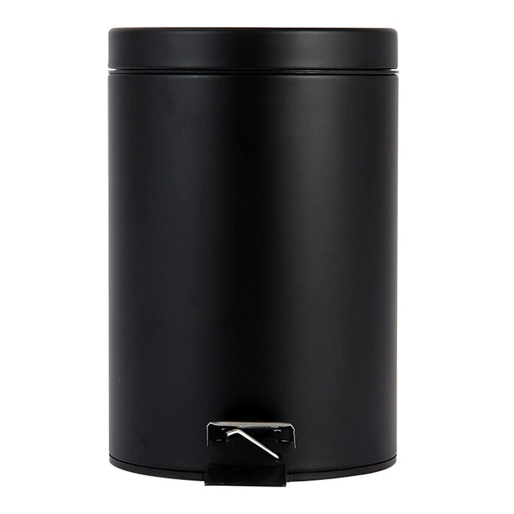 Garbage Bin for Kitchen Round Step Trash CanPedal Garbage Container Bin for Bathroom,Office and Kitchen,with Removable Inner WastebaskeMatte Black Garbage storage bucket Wastebasket Recycling Bin