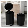 Garbage Bin for Kitchen Round Step Trash CanPedal Garbage Container Bin for Bathroom,Office and Kitchen,with Removable Inner WastebaskeMatte Black Garbage storage bucket Wastebasket Recycling Bin view 4