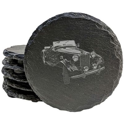 A Toast to Tradition: Classic MG Coasters for Your Garage or Den - Round Slate - Set of 8
