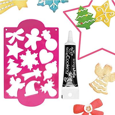 12 Christmas cookies cutter plate + Icing black pen