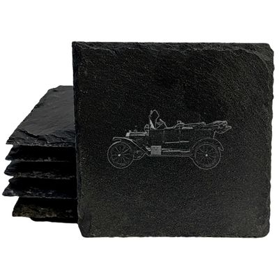 A Blast from The Past: 1916 Ford Model T Coasters for Car Enthusiasts - Square Slate - Set of 4