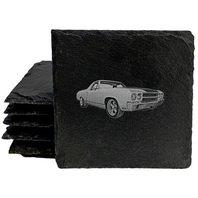 1970 Chevy El Camino Coasters: Muscle Meets Utility for Your Drinks - Square Slate - Set of 4