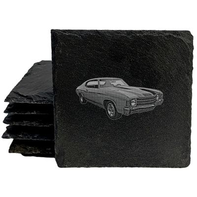 1972 Chevy Chevelle Malibu SS Coasters: Own a Piece of Muscle Car History - Square Slate - Set of 6