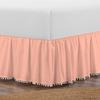 Twin Size Pom Pom Ruffle Daybed Skirt 100% Egyptian Cotton, 8 Inch Deep Pocket with Split Corners for Day Beds, Easy Fit, Three Side Coverage, Solid Peach view 2