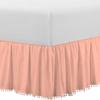 Twin Size Pom Pom Ruffle Daybed Skirt 100% Egyptian Cotton, 8 Inch Deep Pocket with Split Corners for Day Beds, Easy Fit, Three Side Coverage, Solid Peach view 3
