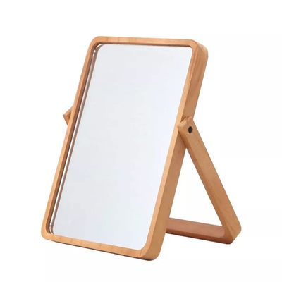 Uonlytech Desktop Makeup Mirror Glass Stereo Mirror Wooden Frame for Women Girls Dressing up