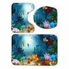 3-Piece Underwater World Animal Bathroom Rug Set, Bathroom Washable Non-Slip Rug, U-Shaped Contouring mat and Toilet seat Cover mat for Bathroom, Children's Bathroom, Kitchen. (B) view 1