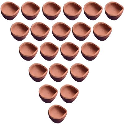 AANSSS 15 Pack Natural India Crafted Earthen Clay Diya/Oil Lamp/ Welcome Diya Deepak for Diwali/Gift/Decoration(15 Pack)