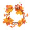 Babody 6Pcs Mini Candle Ring Wreath, 4.7In Articial Maple Leaves Candle Ring Candle Christmas Candle Holder Ring Fall Maple Leaf Candle Ring, Orange, 210609XU05 6pcs 805 1636215051 view 3