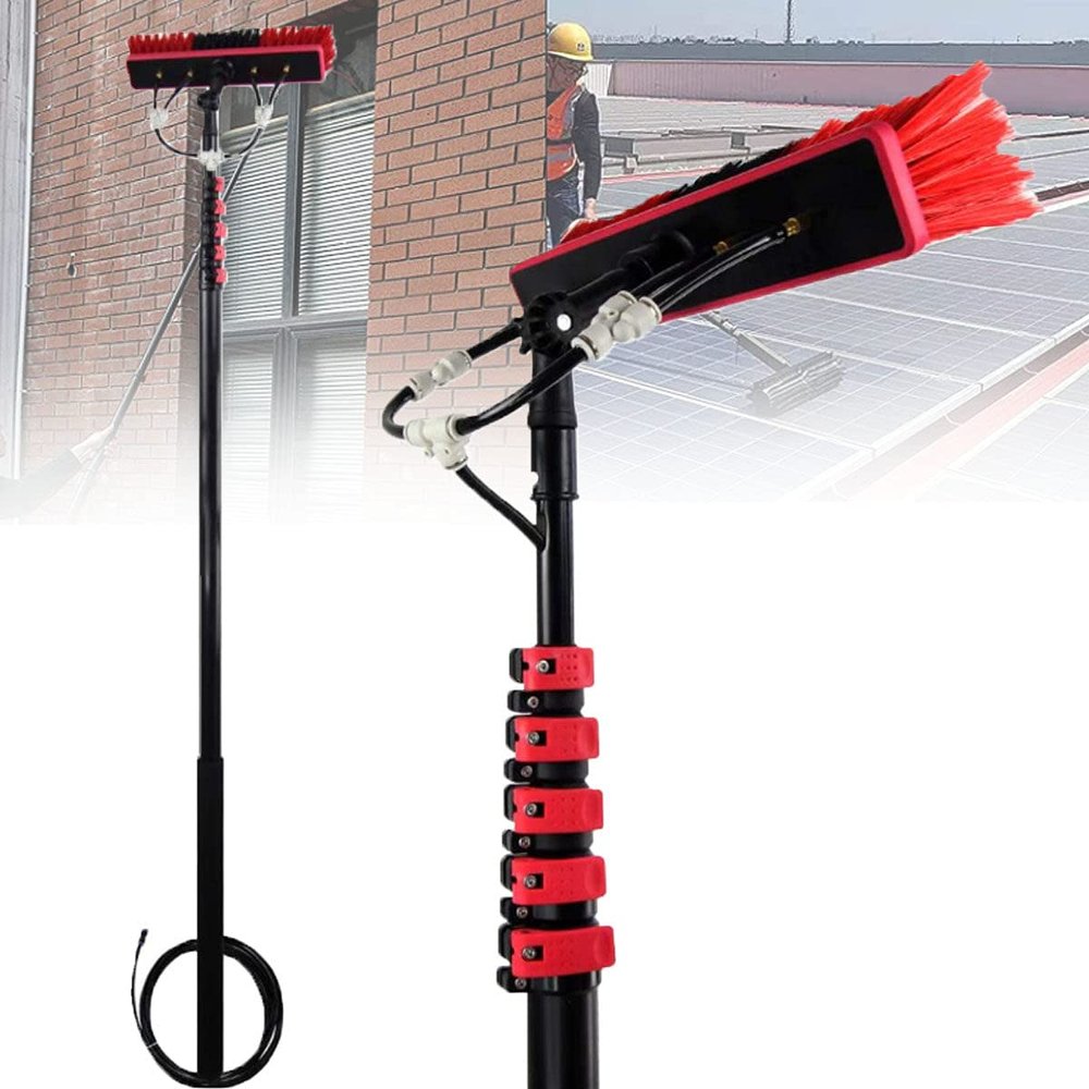 WZFANJIJ Solar Panel Cleaning Brush and Pole Water Fed, 3.6-11M Telescopic Rod Window Cleaning, for Photovoltaic Panel Cleaning, Trucks Windows, Window Glass Wall,24FT/7.2m