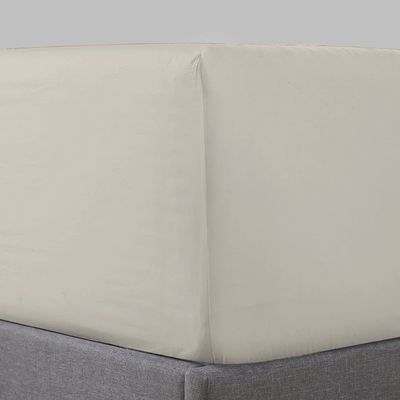 100% Egyptian Cotton 400 Thread Count Fitted Sheet, Sateen Weave, Extra Long Staple, Deep Pocket, Cool, Breathable, Soft (Linen, King)