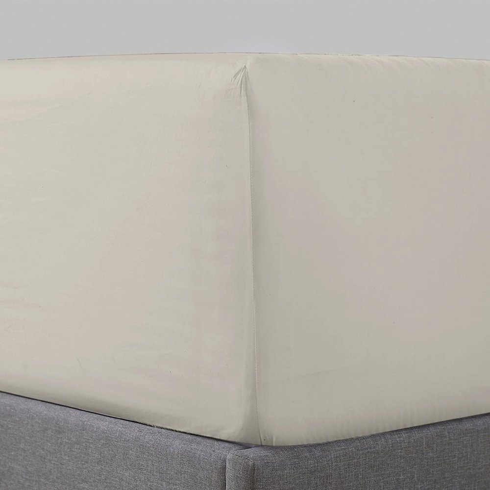 100% Egyptian Cotton 400 Thread Count Fitted Sheet, Sateen Weave, Extra Long Staple, Deep Pocket, Cool, Breathable, Soft (Linen, King)