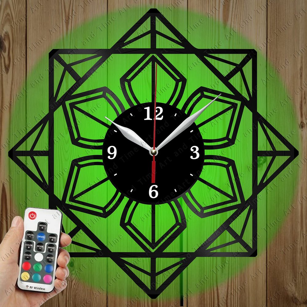 LED Vinyl Clock - Light Vinyl Wall Clock - Abstract - Custom Original Gift - Art LED Clock Design - Personalised LED Vinyl Record Wall Clock - Unique LED Light Home Decor