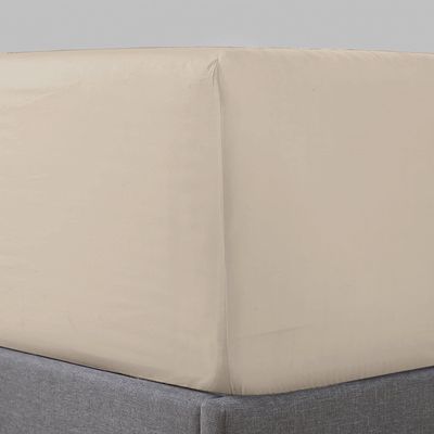 100% Egyptian Cotton 400 Thread Count Fitted Sheet, Sateen Weave, Extra Long Staple, Deep Pocket, Cool, Breathable, Soft (Tan, King)
