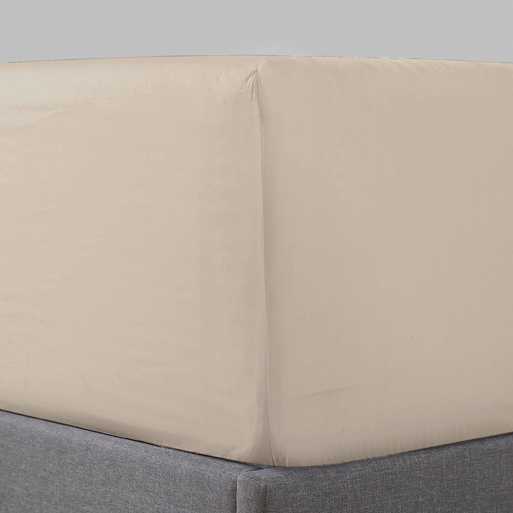 100% Egyptian Cotton 400 Thread Count Fitted Sheet, Sateen Weave, Extra Long Staple, Deep Pocket, Cool, Breathable, Soft (Tan, King)