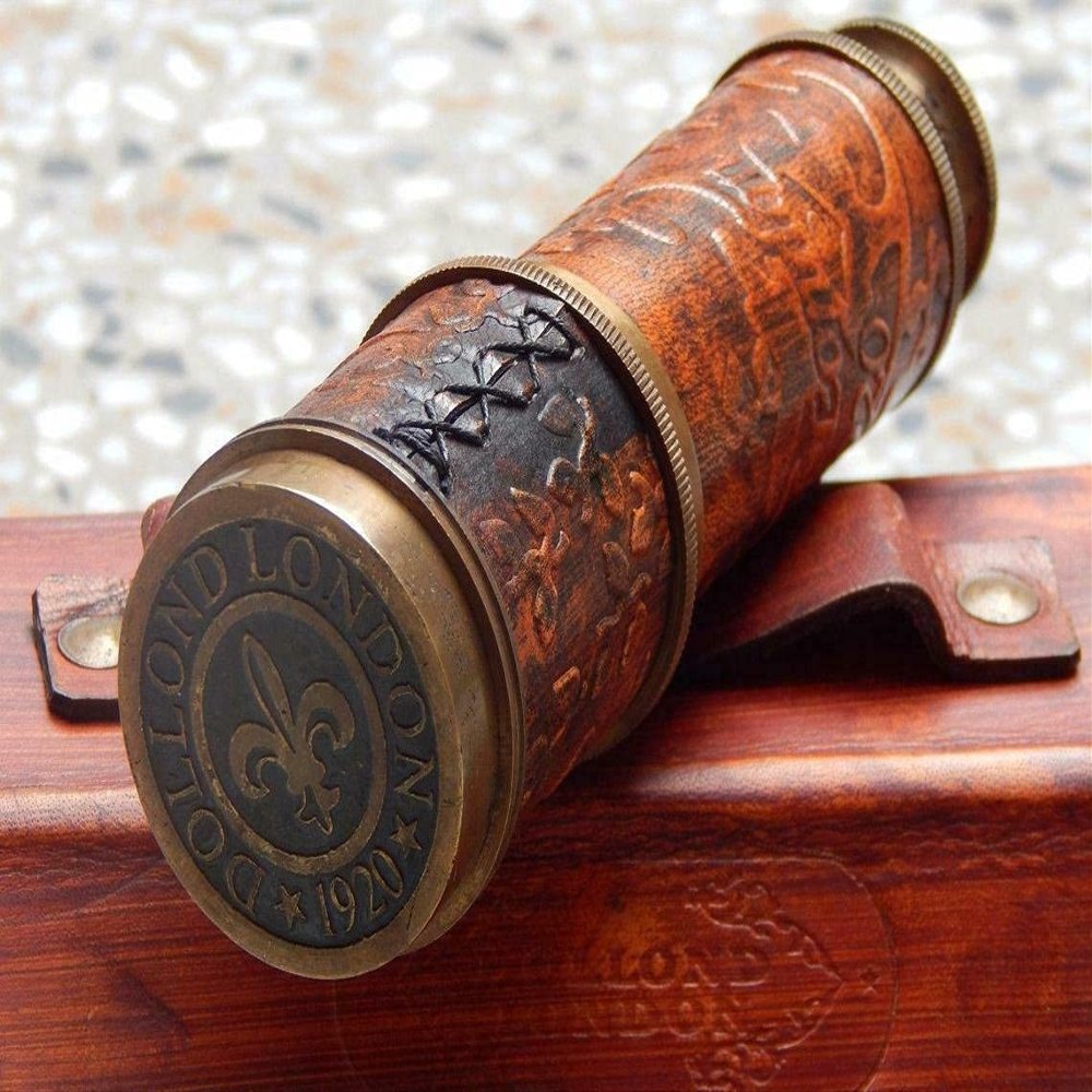 16" Nautical Marine Leather Solid Brass Telescope Dolland London-Antique Gift