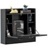 Basicwise, Black Wall Mount Folding Laptop Writing Computer or Makeup Desk with Storage Shelves and Drawer,QI004015.BK view 1