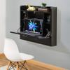 Basicwise, Black Wall Mount Folding Laptop Writing Computer or Makeup Desk with Storage Shelves and Drawer,QI004015.BK view 4