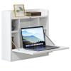 Basicwise, White Wall Mount Folding Laptop Writing Computer or Makeup Desk with Storage Shelves and Drawer (QI004015.WT) view 1