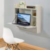 Basicwise, White Wall Mount Folding Laptop Writing Computer or Makeup Desk with Storage Shelves and Drawer (QI004015.WT) view 2
