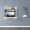 Basicwise, White Wall Mount Folding Laptop Writing Computer or Makeup Desk with Storage Shelves and Drawer (QI004015.WT) view 4