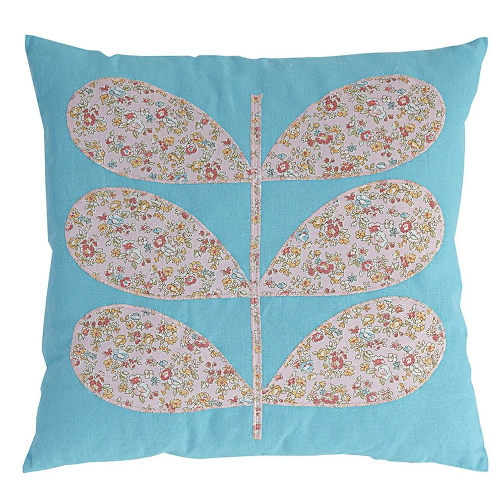 A&B Home Small 18x18 Square Cotton Floral Pattern Printed Throw Decorative & Accent Sofa/Couch Pillow, Blue