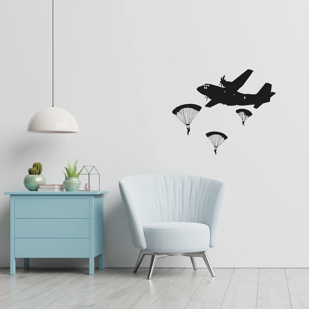 Parachute Parachutes Military Swat Team Army Men Soldier Wall Sticker Art Decal for Girls Boys Room Rooms Playroom Bedroom Gym House Home Decor Stickers Walls Art Vinyl Decoration Size (18x20 inch)