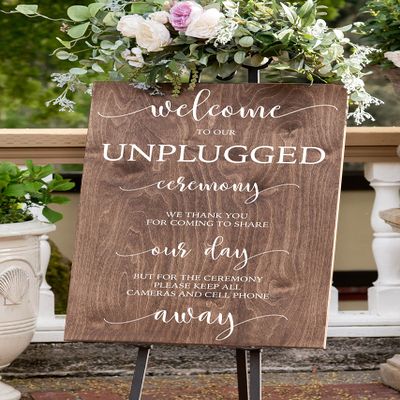 Unplugged Wedding Sign - Unplugged Ceremony Sign - Vertical Wooden Wedding Sign - Rustic Wedding Decor #PWS02 (20x30)