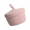 Cabilock 1pc Remote Controller Storage Box Wicker Basket Lid Cotton Rope Woven Decorative Storage view 1