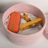 Cabilock 1pc Remote Controller Storage Box Wicker Basket Lid Cotton Rope Woven Decorative Storage view 2