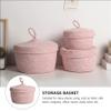 Cabilock 1pc Remote Controller Storage Box Wicker Basket Lid Cotton Rope Woven Decorative Storage view 3