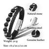 memorial jewelry Mens Bead Leather Cremation Bracelet, Natural Bead, Steel and Leather Urn Bracelet for Men Stainless Steel Ash Bracelet view 2