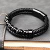 memorial jewelry Mens Bead Leather Cremation Bracelet, Natural Bead, Steel and Leather Urn Bracelet for Men Stainless Steel Ash Bracelet view 4
