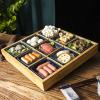 AIZYR Ceramic Snack Serving Platter with Wooden Tray, Sushi Display Plate Appetizer Serving Plate for Home Restaurant Party,E view 2