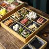 AIZYR Ceramic Snack Serving Platter with Wooden Tray, Sushi Display Plate Appetizer Serving Plate for Home Restaurant Party,E view 3