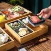 AIZYR Ceramic Snack Serving Platter with Wooden Tray, Sushi Display Plate Appetizer Serving Plate for Home Restaurant Party,E view 4