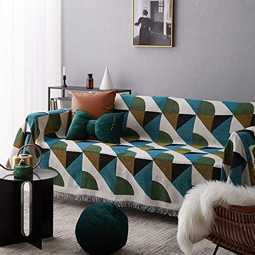 GYROHOME Sofa Slipcover,Throw Blanket for Couch with Tassels for Chair,Bed,Sofa,Suitable for All Seasons(Green,62x102 Inches),Furniture Protector Slipcover Machine Washable