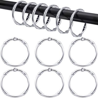 Karenhi 12 Pieces Round Shower Curtain Hooks Rings, Rust Proof Metal Shower Hooks Rings for Home Bathroom Bedroom Kitchen Glide Rods Application, Snap Joint Design(Silver, Rustic Style)