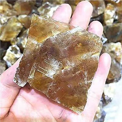 1pc Crystal Rocks Natural Quartz Yellow Iceland Spar Calcite raw Gemstones for feng Shui