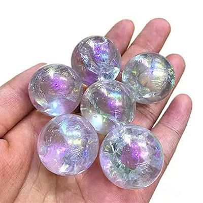 Crystal Stone Folk Crafts Ball Rainbow Angel Aura Crack Crystal Spheres for Home Decoration 3pcs 25mm