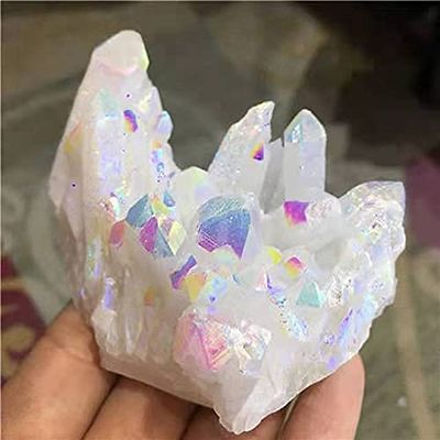 1pc White Quartz Stone Angel Aura Crystal Cluster for Home Decoration 200-280g