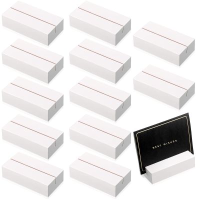 12 Pieces Wood Place Card Holders White Wooden Table Number Stands Name Card Holder for Wedding Party Events Table Numbers Name Tag Restaurant Menu Home Decoration 3 x 1.6 x 0.8 Inch