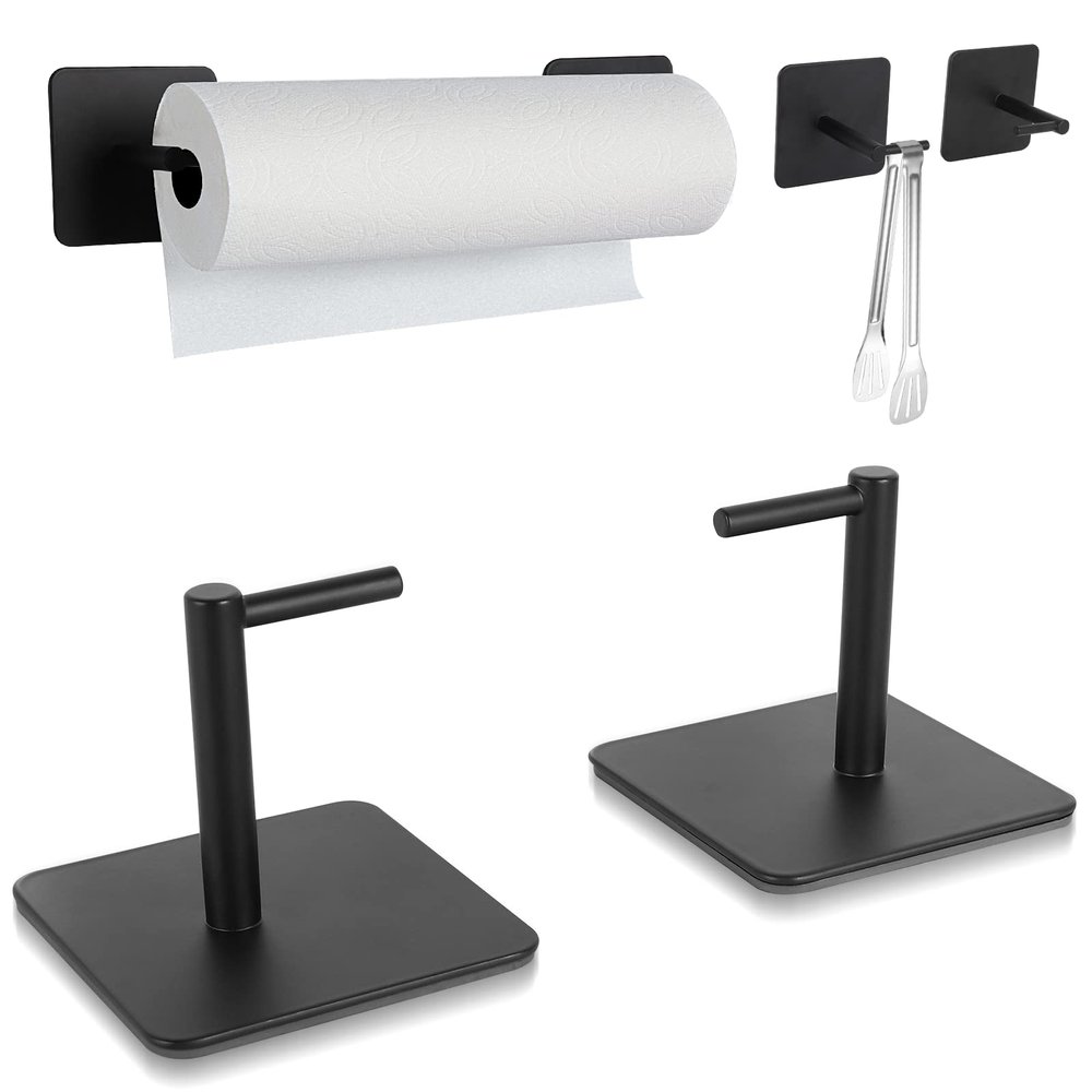 Paper Towel Holder Black Magnetic Mount Paper Tower Bar with Strong Magnetic Backing - for Kitchen,Refrigerator,Grill,Toolbox,Garage,Shop